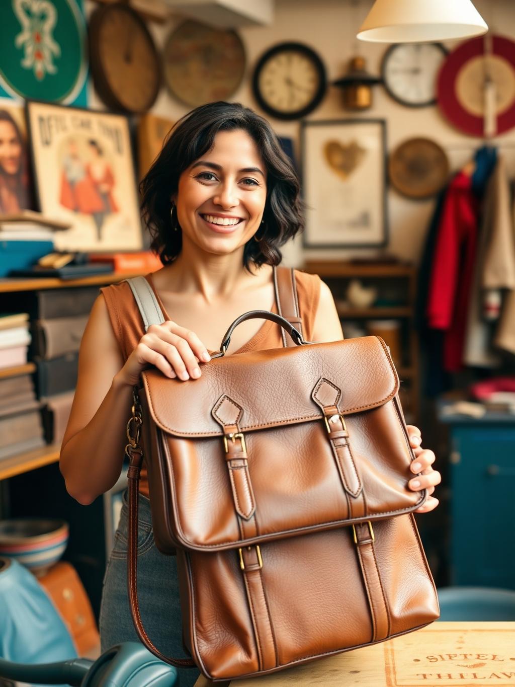 Marco Vintage présente : Cartable en cuir véritable des années 70 — patine magnifique
